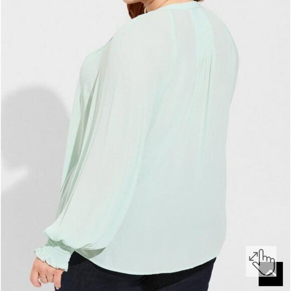 Torrid Georgette Smocked Blouson Sleeve Blouse - Picture 3 of 10